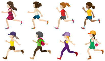 Faceless kids jogging