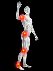 Obraz premium 3D human man anatomy with articular pain