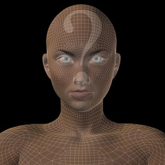 Conceptual witreframe or mesh woman face