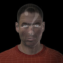 Conceptual wireframe mesh man face