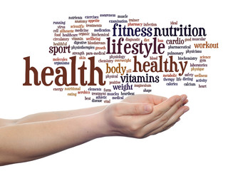 Conceptual health word cloud isolated