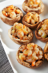 Mushrooms stuffed with shrimps