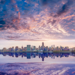 Manhattan New York skyline at sunset East River
