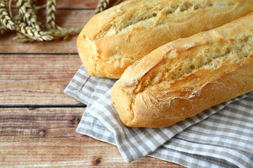 Fresh baguettes on the table