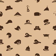 brown hats icons set seamless pattern eps10