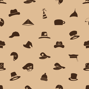 brown hats icons set seamless pattern eps10