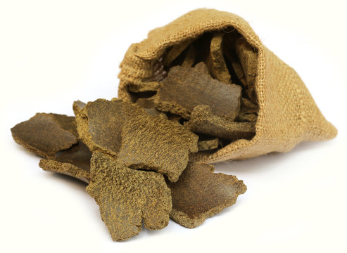 Mustard oil cake in a sack bag