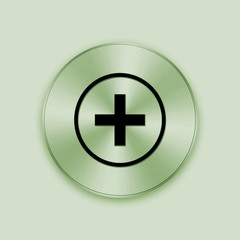 Fototapeta premium Green metal button with add icon