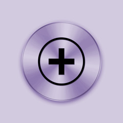 Fototapeta premium Purple metal button with add icon