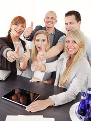 Team is very succesful - show thumbs up