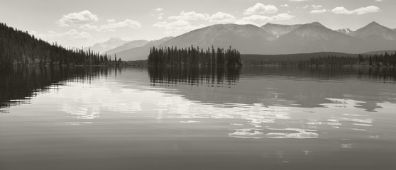 Canadian landscape in Pyraimd lake. Jasper. Alberta