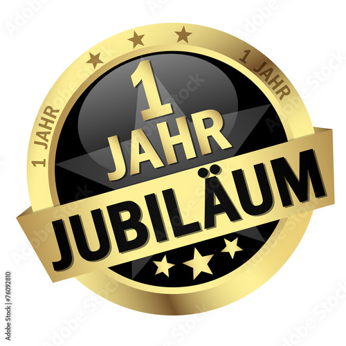 &quot;Button mit Banner &quot; 1 JAHR JUBILÄUM &quot;&quot; Stock image and royaltyfree