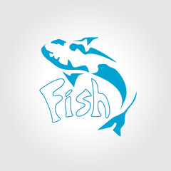 Fish abstract vector design logo template.