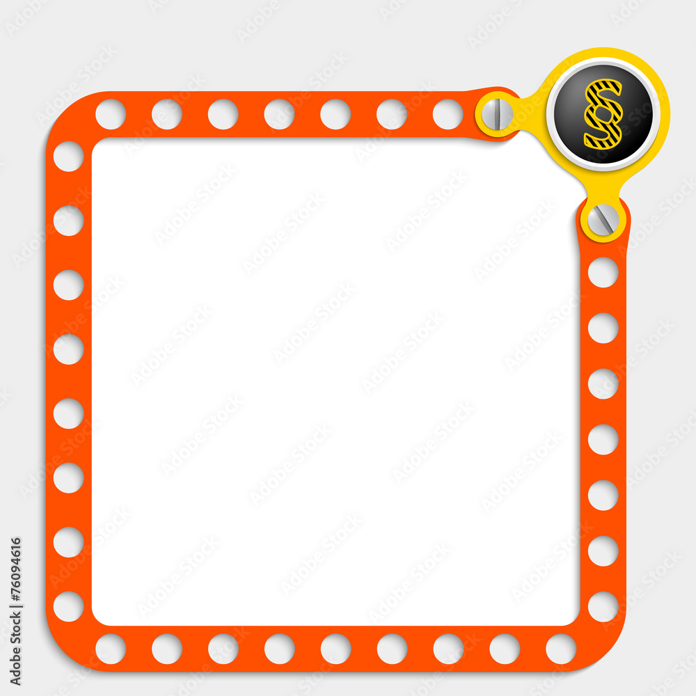 Poster red frame for any text with screws and paragraph
