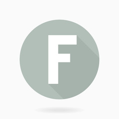 Letter F Vector White Icon With Flat Design