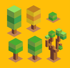 Obraz premium Trees Set. 3D Pixelate