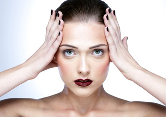 Fototapeta premium Beauty portrait of attractive woman with perfect skin