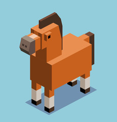 Brown Horse in 3D Pixelate