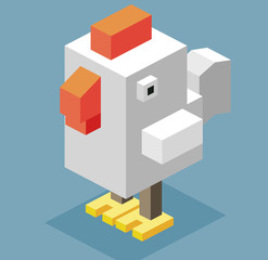 3D Pixelate White Cock
