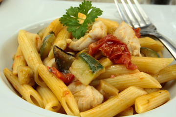 poêlée de penne et poulet