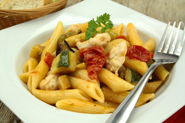 poêlée de penne et poulet