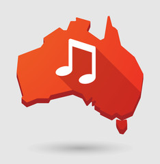 Australia map icon with a music note