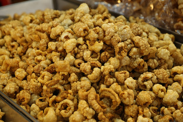 pork snack, pork rind, pork scratching or pork crackling (Thai s