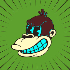 Vintage toons: retro cartoon angry monkey character face