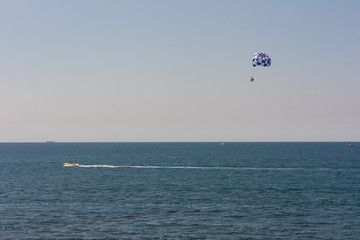Black sea extreme attraction with parashute