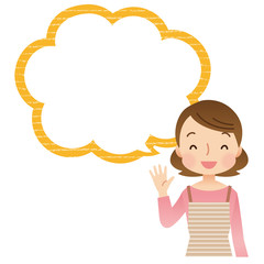 女性　主婦　コピースペース　吹き出し