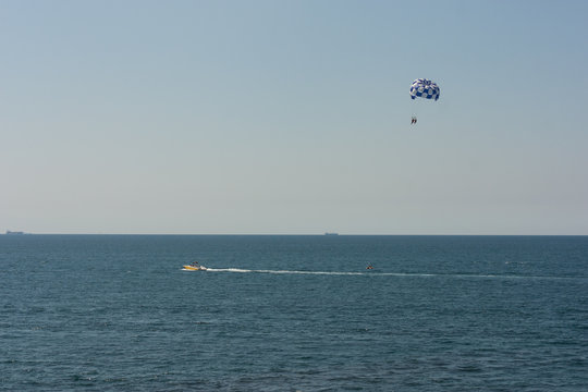 Black sea extreme attraction with parashute