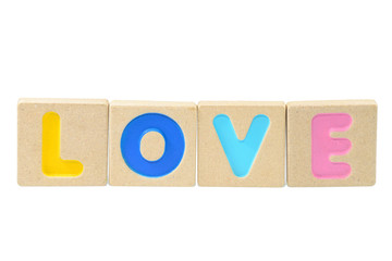 Love message written in wooden blocks