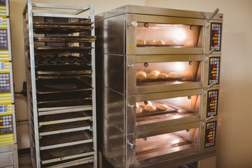 Bread rolls baking in oven