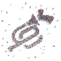 People in the form of a bugle.