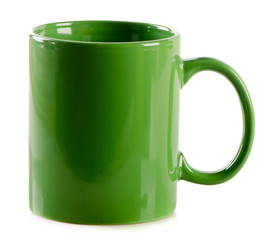 Green mug on a white background