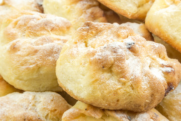 closeup view of traditional homemade raised cheese cake