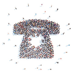 People in the form of an old phone.