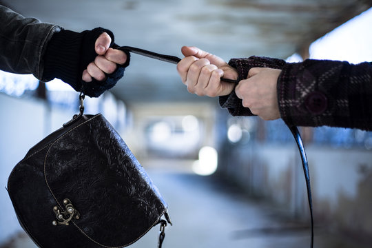 Snatcher Stealing a Bag from a Woman