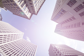Obraz na płótnie Canvas Wide Lens View of Modern Buildings. Business Concept
