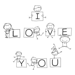 hand drawing cartoon happy words illustration