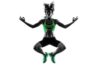 woman fitness jumping serene zen  exercises silhouette