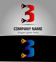 3 alphabet font number abstract, logo, symbol