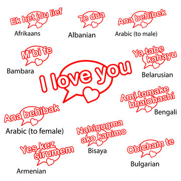 word i love you in different languages, love concept