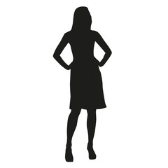 Fototapeta premium Silhouette of a slender woman at work