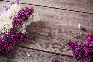 beautiful lilac on a wooden background
