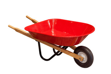 Garden wheelbarrow cart isolated on white background