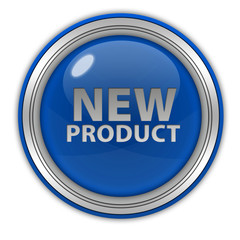 new product circular icon on white background