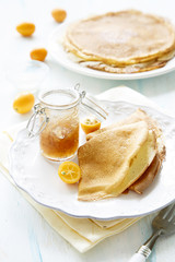 Pancakes with kumquats