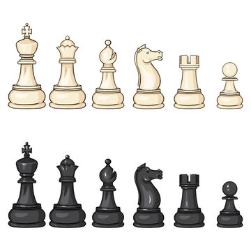 Vector Set of Cartoon Chess Figures