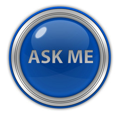 ask me circular icon on white background